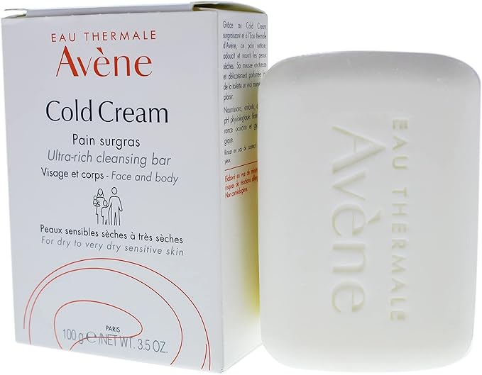 avene cold cream emollient soap-free cleansing bar, 3.
